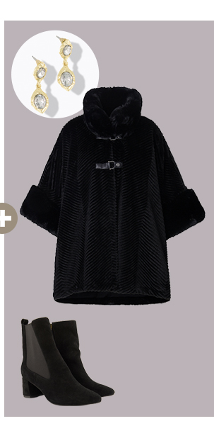 Poncho con pelliccia sintetica