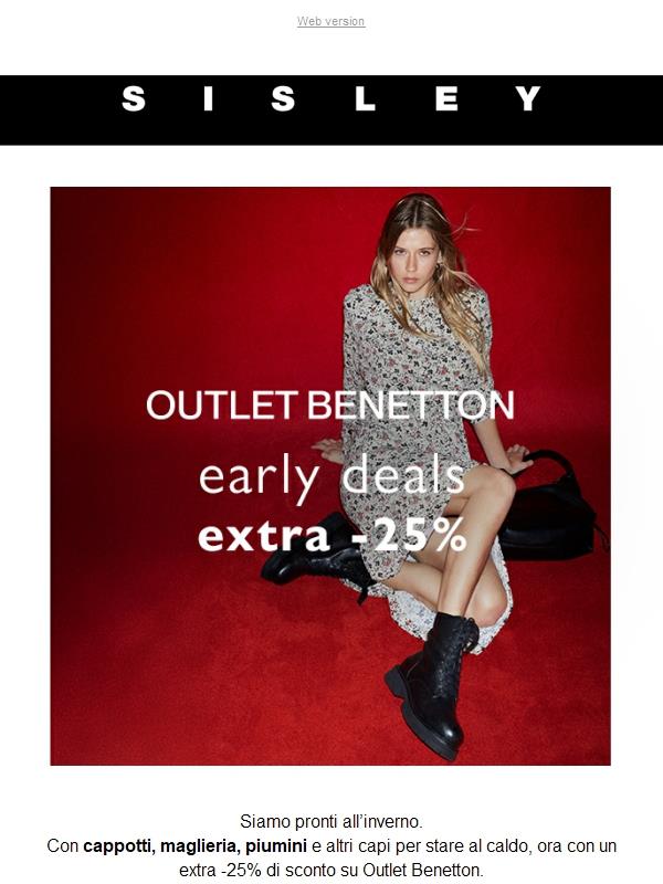 Early Deals: extra -25% su Outlet Benetton ❄️
