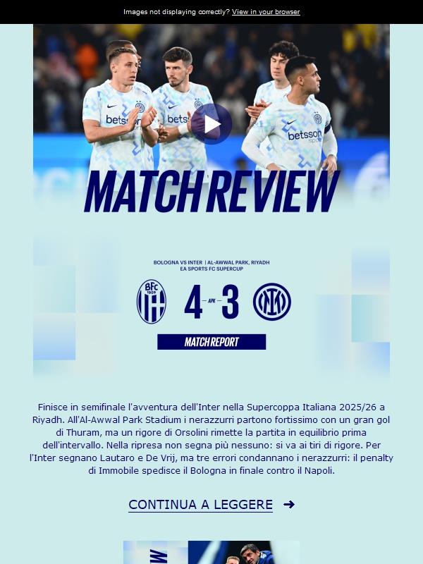 Match review, Bologna-Inter 4-3 dcr | Rigori amari