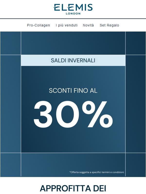 Saldi invernali: sconti fino al 30%