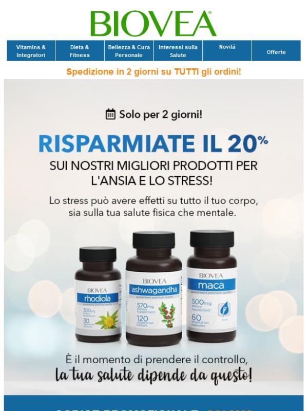 🌿Rilassate la mente con uno sconto del 20% sui prodotti per l'ansia e anti stress