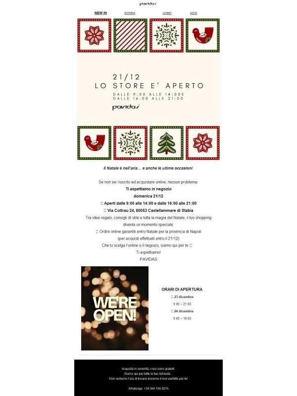 Acquista i regali di Natale instore,  siamo aperti