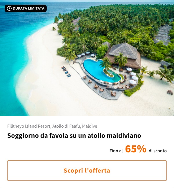 Soggiorno da favola su un atollo maldiviano