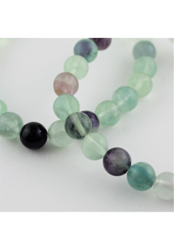 Image of Bracciale in Fluorite Mista Sfere 8mm Braccialetto Cristalloterapia Minerali