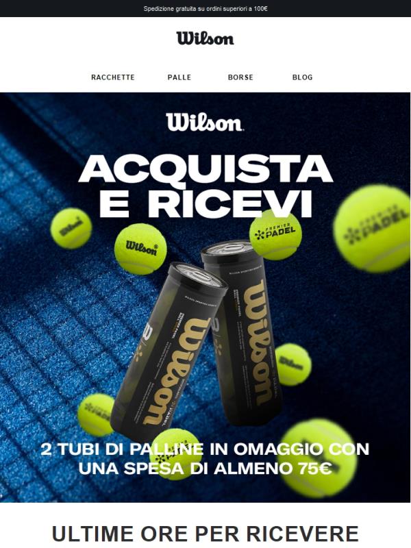 Ultima occasione: 2 tubi di palline da padel IN OMAGGIO con ordini da £75