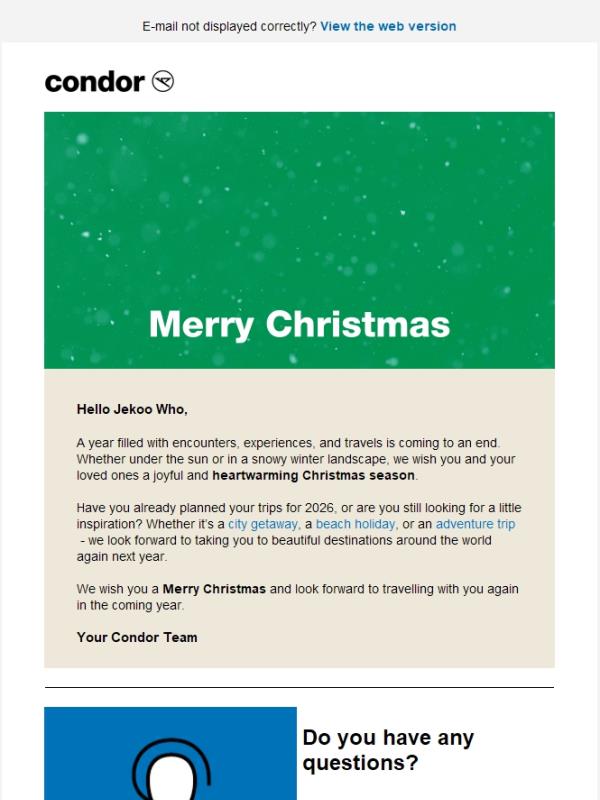 Merry Christmas from Condor.