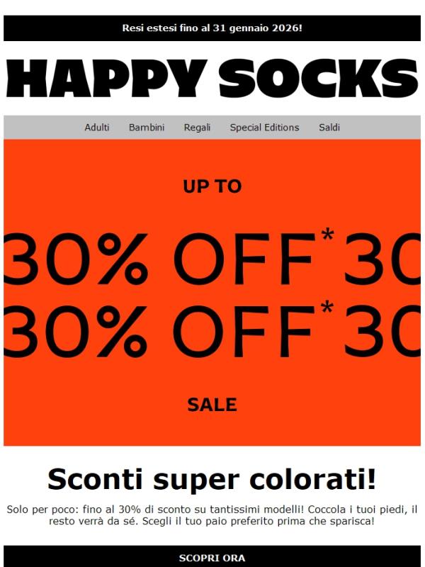 Scopri saldi pazzi: fino al 30%!