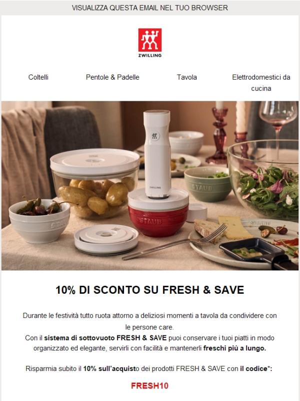 Risparmia il 10% e conserva i tuoi piatti delle feste freschi più a lungo