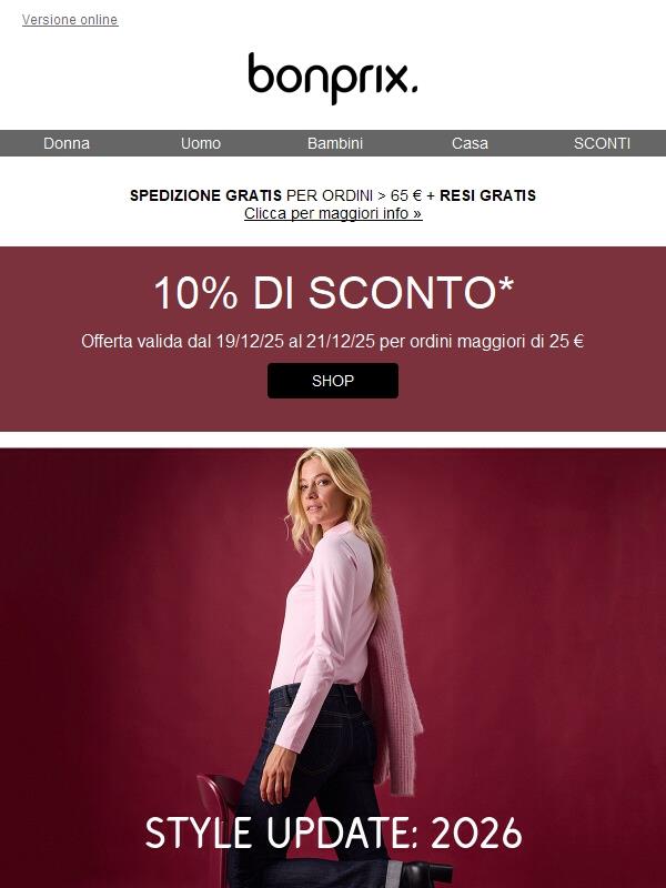 -10% su tutto | 2026: aggiorna il tuo stile! ✨