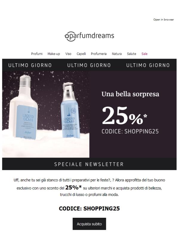 Riscatta il tuo buono del 25%!