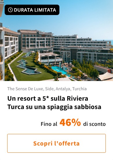 Un resort a 5* sulla Riviera Turca su una spiaggia sabbiosa