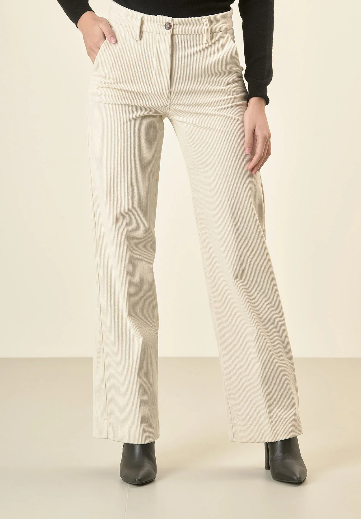 Image of Pantalone avorio velluto palazzo