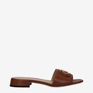 Valentino Garavani Slippers and Clogs Women Leather Brown/Tobacco