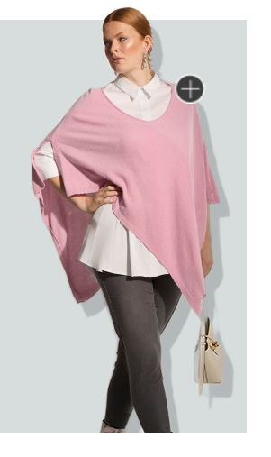 Poncho di maglia in misto lana con scollo a V e orlo a punte