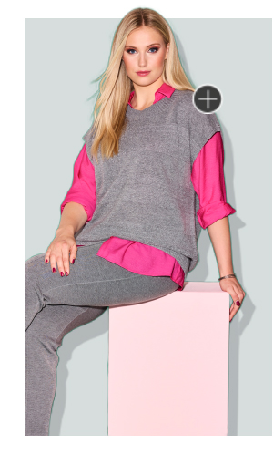 Gilet smanicato con lavorazione a righe, glitter e scollo rotondo