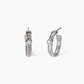 STYLE 05  Orecchini tubogas a cerchio con cristalli tondi bianchi