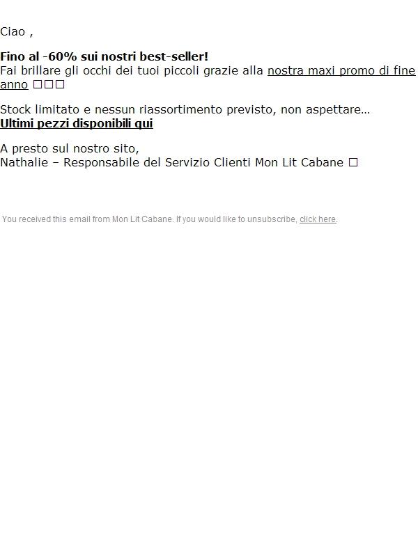 @monlitcabane ti ha inviato un codice promo