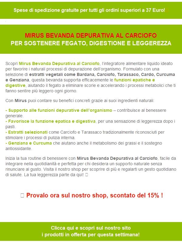 Rinnova il tuo benessere con Mirus, depurazione naturale con Carciofo 🌿