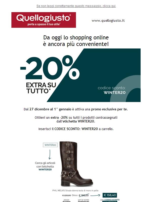 Extra -20% online per pochi giorni!