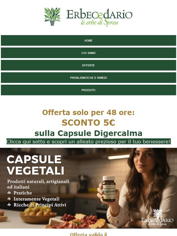 🌿 Digestione serena? Scopri Digercalma con 5€ di sconto