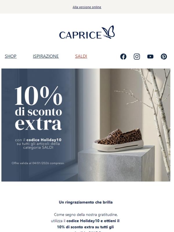 🎁 Un regalo per te: -10% extra sui SALDI