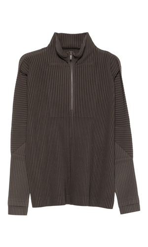 Pleated half-zip sweater