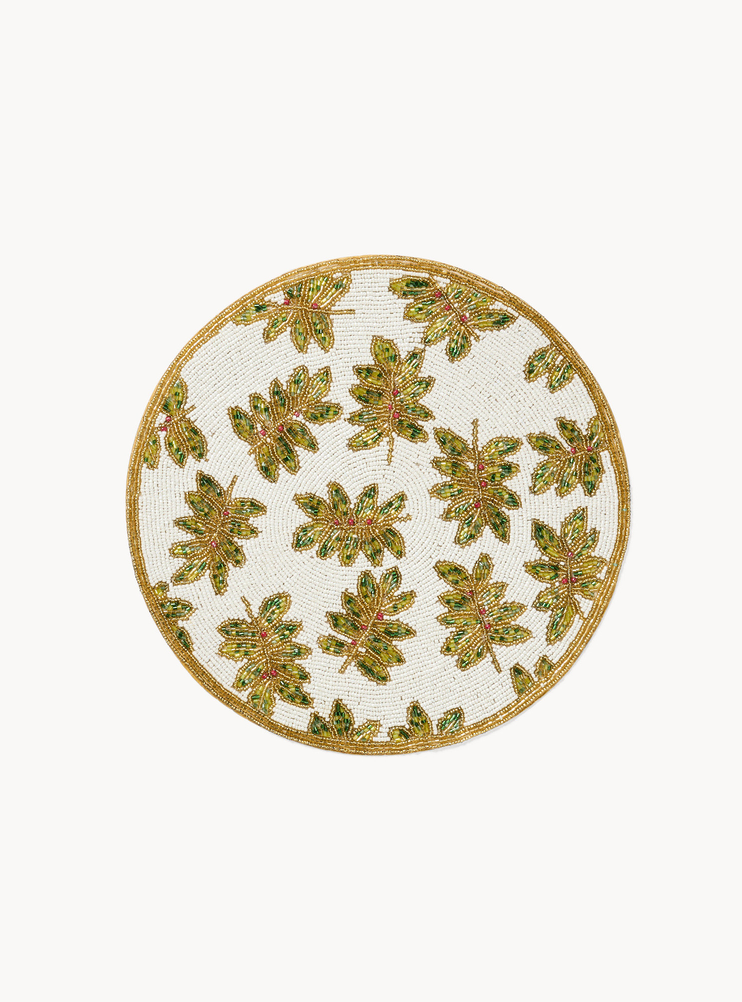 Tovaglietta decoro agrifoglio con perline