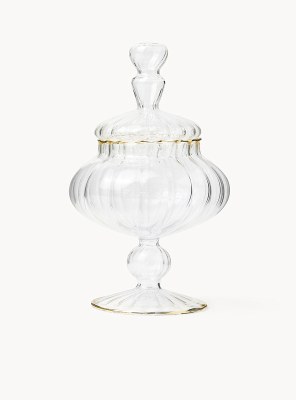 Porta dolci in vetro borosilicato profili oro