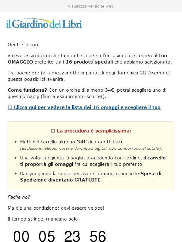 ⚡ (PROMEMORIA) Hai scelto il tuo Omaggio? (Scade a mezzanotte)