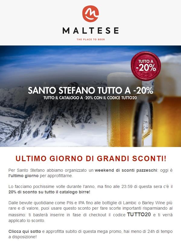 Ultimo giorno: tutto il catalogo birre in sconto del 20%!