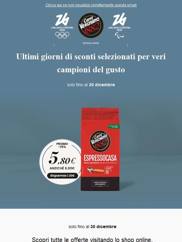 🌟 Ultimi giorni di sconto sui prodotti di Caffè Vergnano ☕