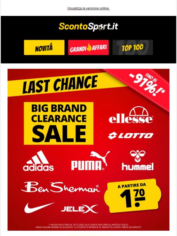 Solo poche ore! ⏳😱 Grandi saldi sui marchi!