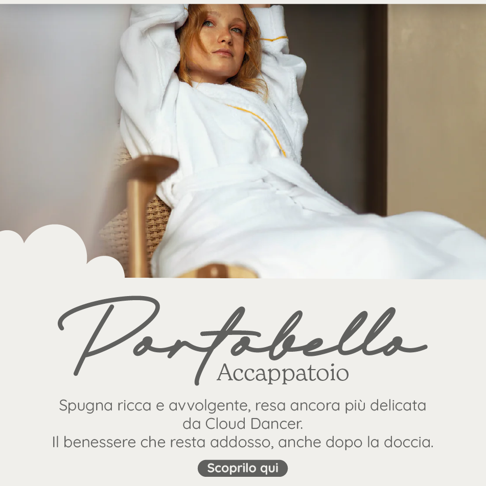 Accappatoio in Spugna di Puro Cotone Egiziano con Collo a Scialle - Portobello