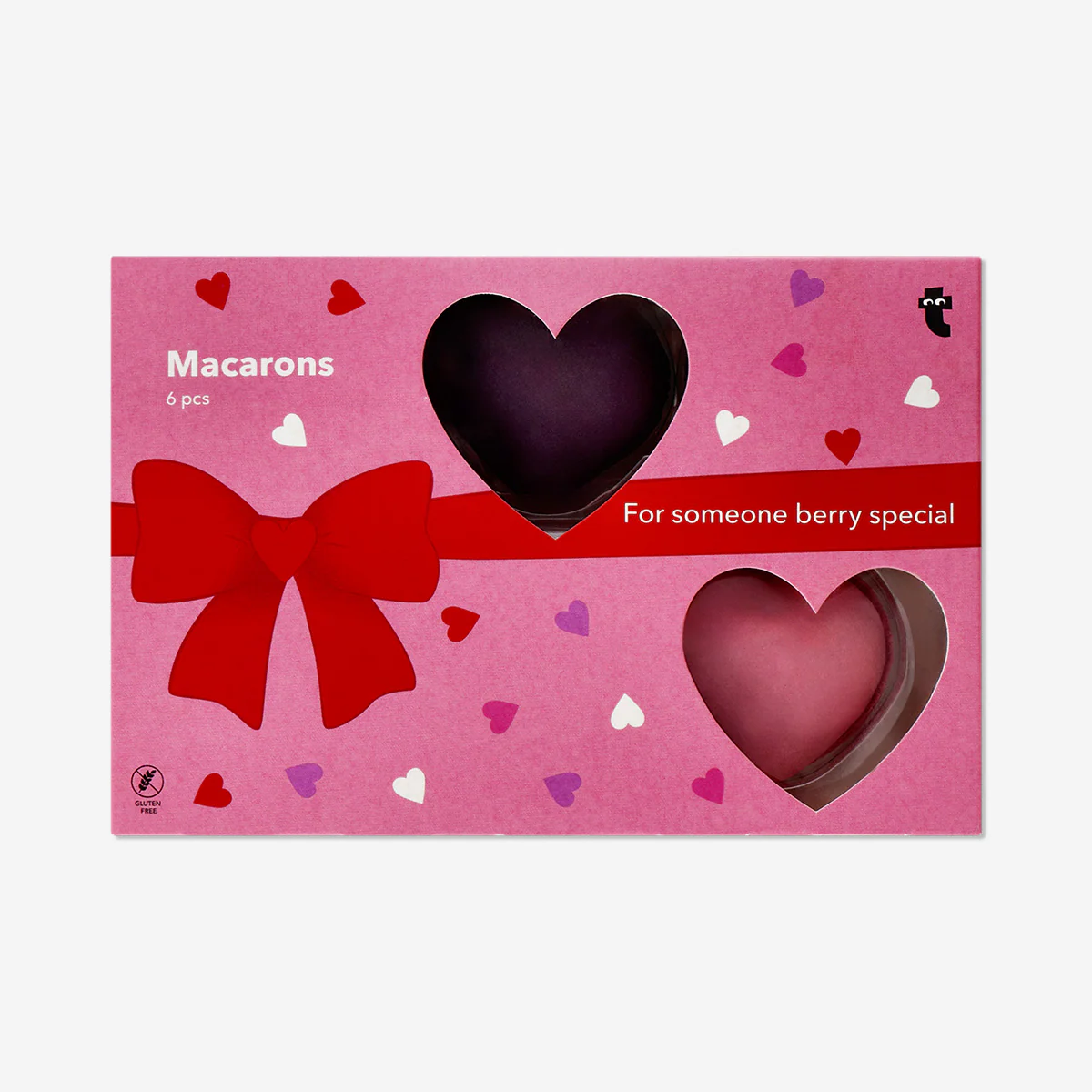 Image of Heart macarons with blueberry and strawberry flavour - 6 pcs