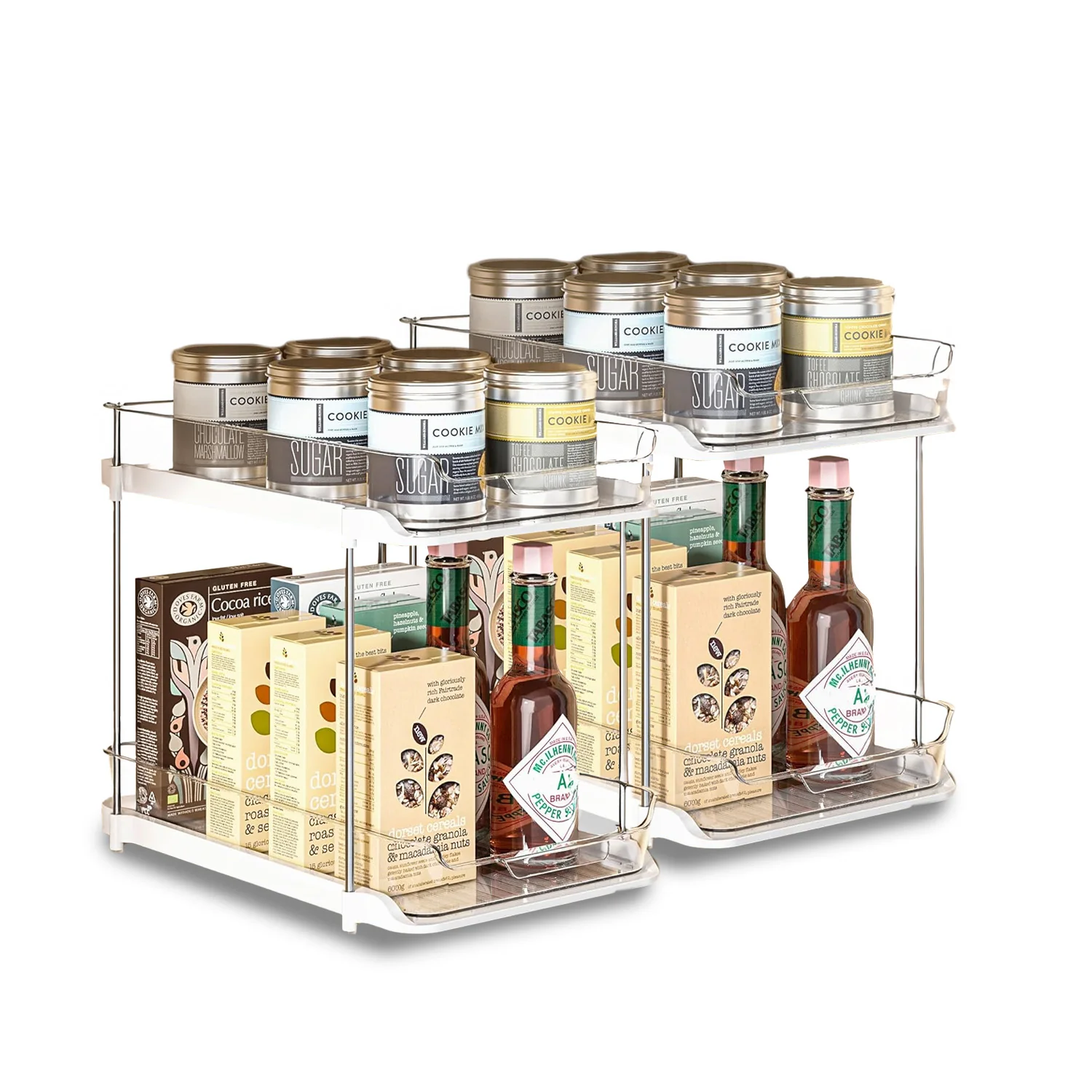 Image of Set da 2 Organizer Multiuso con 2 Ripiani Impilabili 