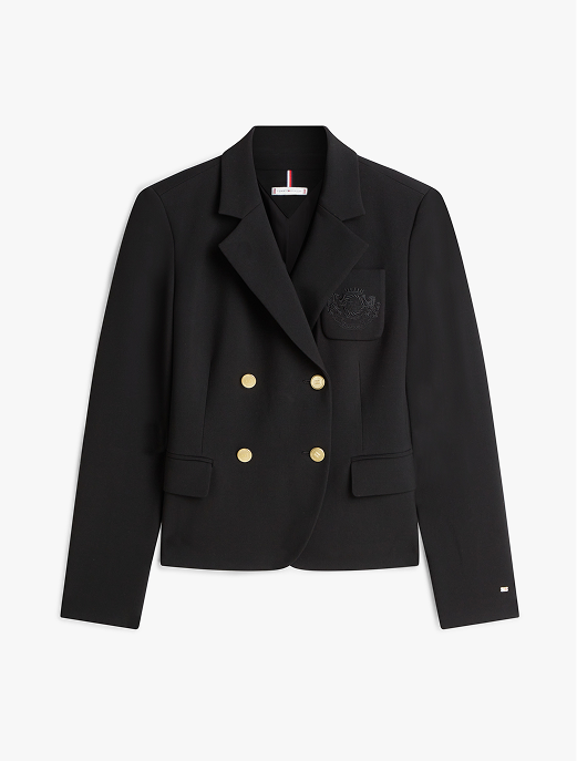 Blazer slim fit con stemma TH ricamato