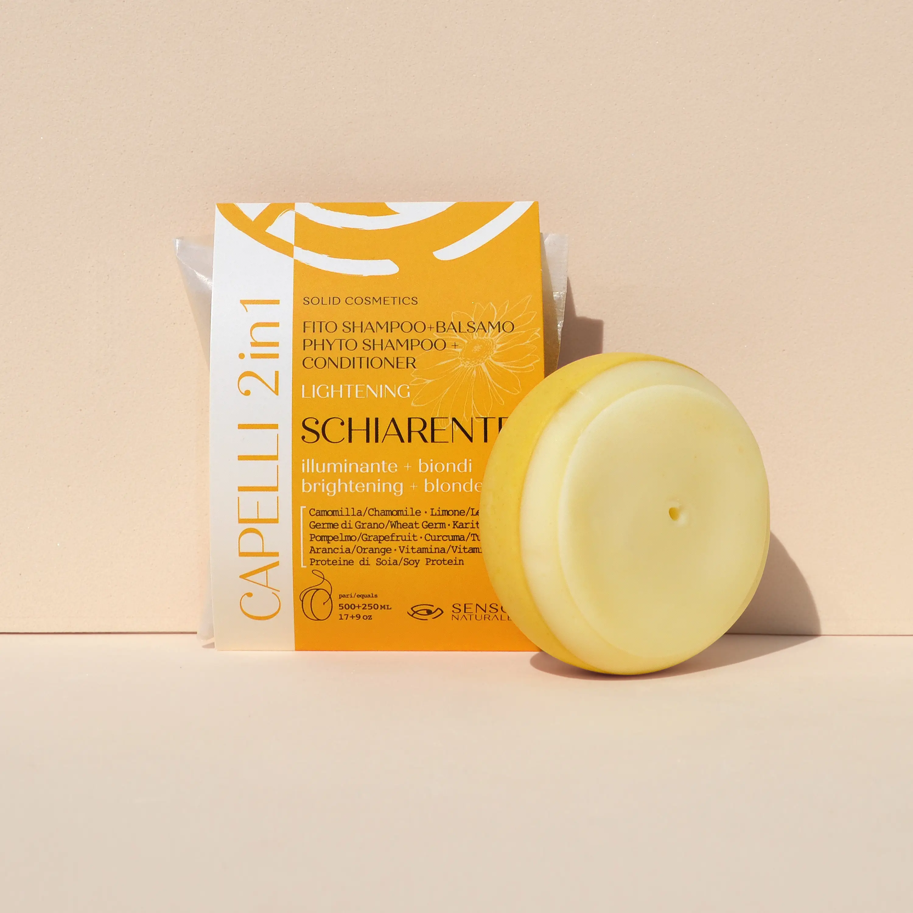 Image of Fito Shampoo e Balsamo Solido ILLUMINANTE / SCHIARENTE - 2 in 1 per Capelli Luminosi e Dorati