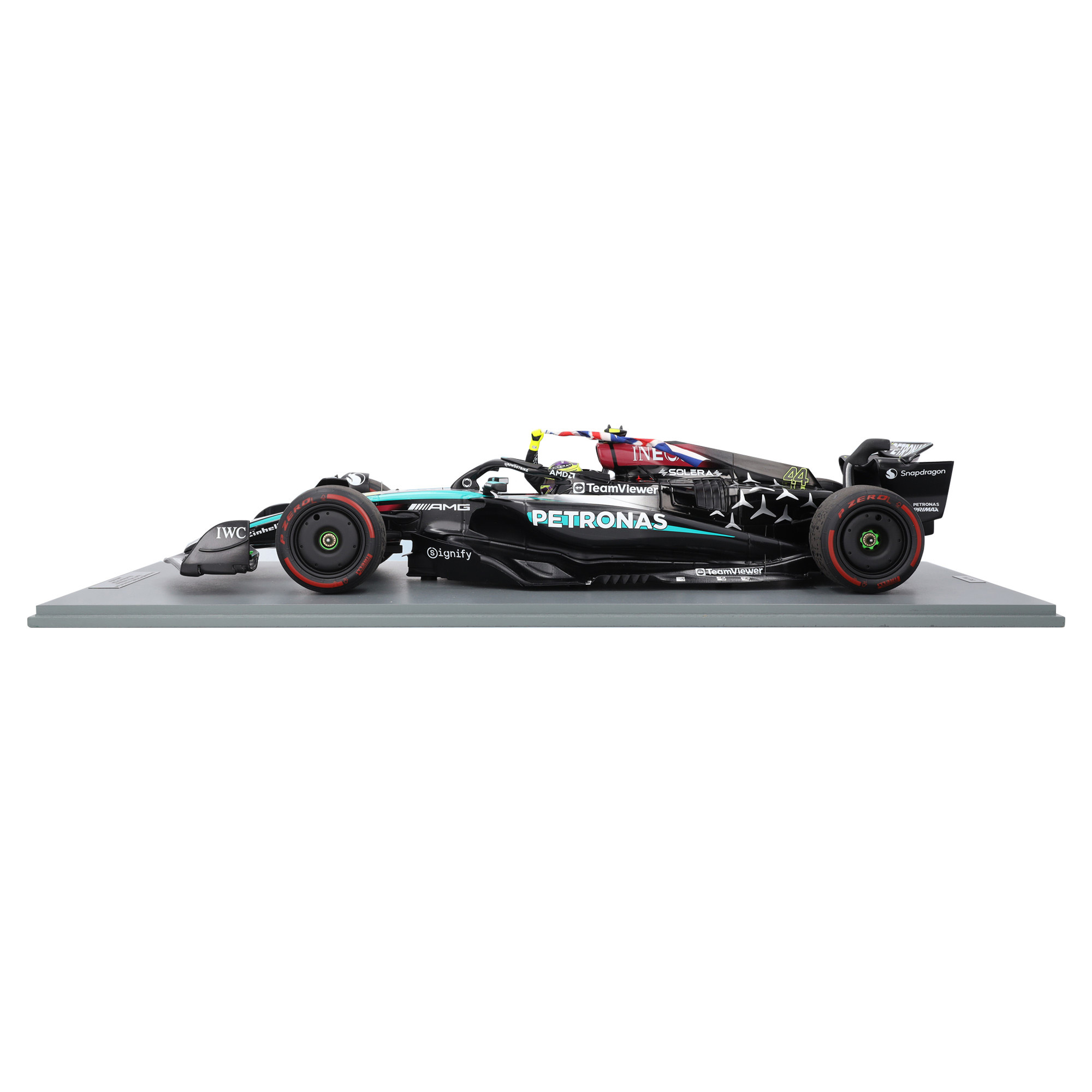 Mercedes AMG Petronas F1 Team n. 44 Lewis Hamilton Silverstone 2024 vincitori 1:12 modello