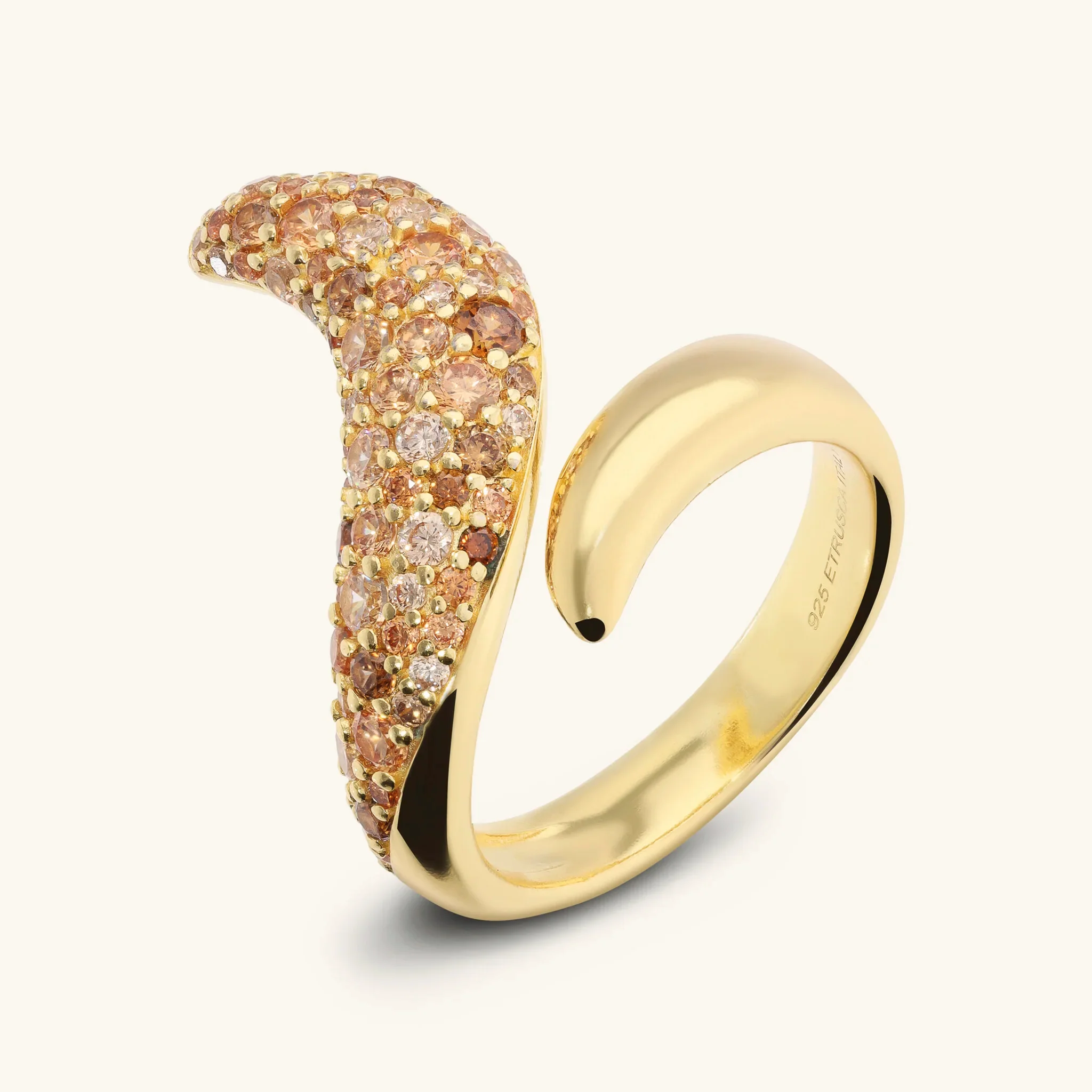Image of Anello Contrarié Onda con Pavé di Cubic Zirconia