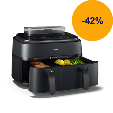 Airfryer Serie 5000 con cottura a vapore e doppio cestello