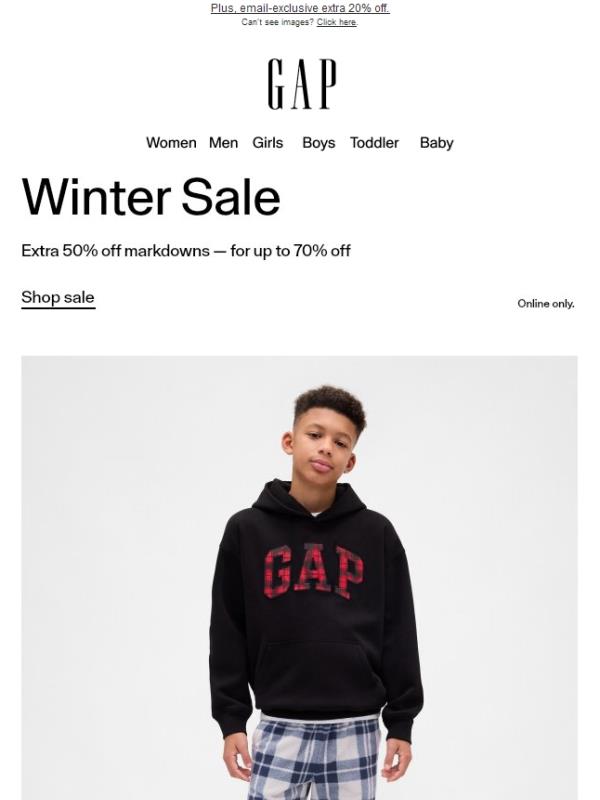 Confirmed: up to 70% off at our big Winter Sale