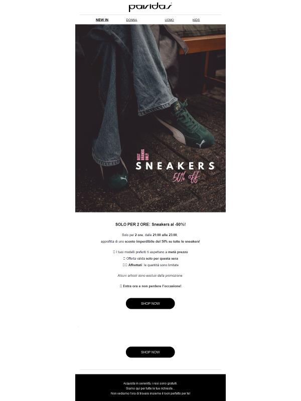 ⏰ SOLO PER 2 ORE: Sneakers al -50%!