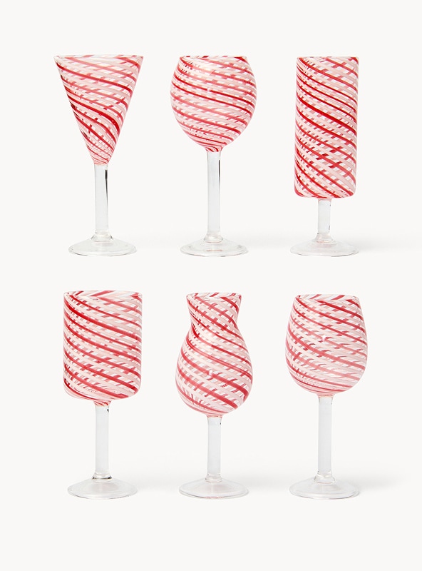 Set 6 mini calici in vetro borosilicato a righe