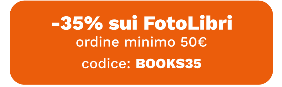 -35% sui FotoLibri, ordine minimo 50€, codice: BOOKS35, scade il 2/01