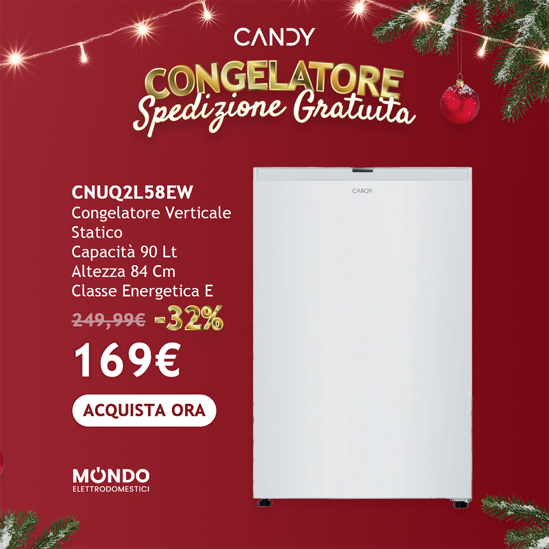 Candy CNUQ2L58EW Congelatore Verticale Statico Capacità  90 Lt Altezza 84 Cm Classe Energetica E