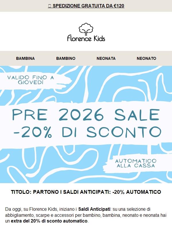 🛍️ Iniziano i Saldi Anticipati: -20% automatico sui tuoi look preferiti