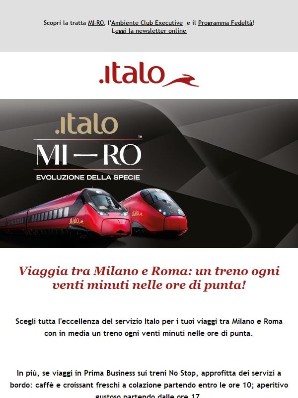 Milano–Roma: un treno ogni 20 minuti nelle ore di punta con Italo!