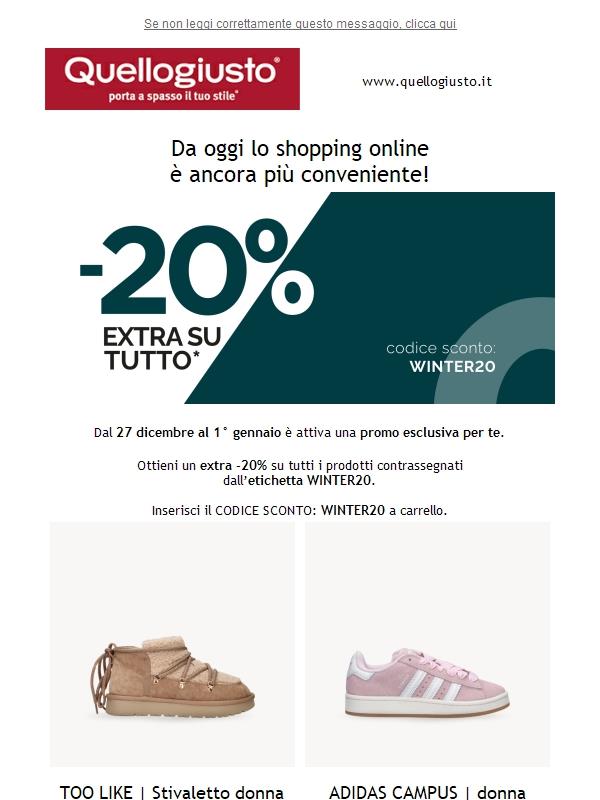 Reminder: extra -20% online con WINTER20