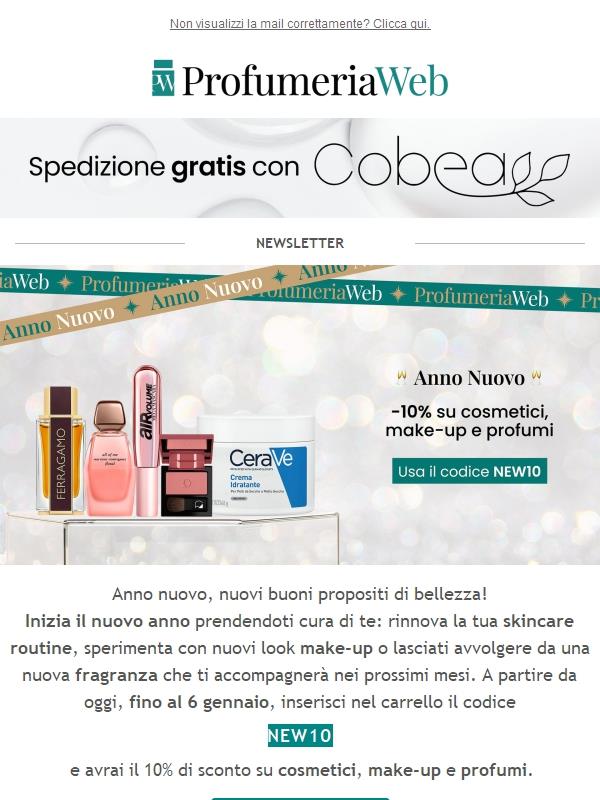 🥂 Benvenuto anno nuovo: -10% su beauty e profumi!