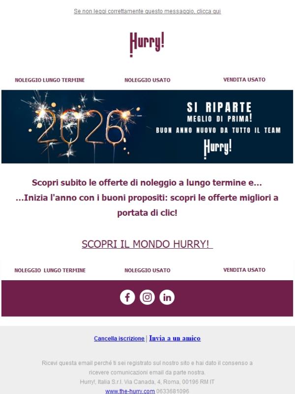 ✨ Benvenuto 2026 da HURRY!🚗🚗🚗